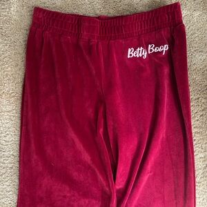 Betty Boop Red Sweatpants Velour Joggers